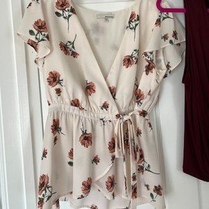 June & Hudson floral wrap top
